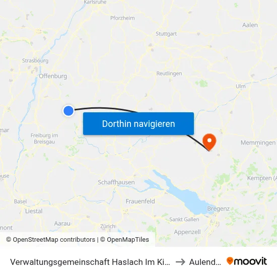 Verwaltungsgemeinschaft Haslach Im Kinzigtal to Aulendorf map