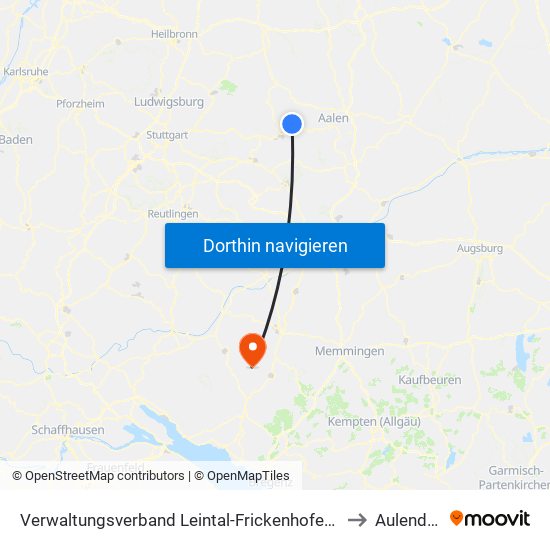 Verwaltungsverband Leintal-Frickenhofer Höhe to Aulendorf map