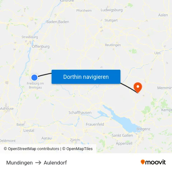 Mundingen to Aulendorf map