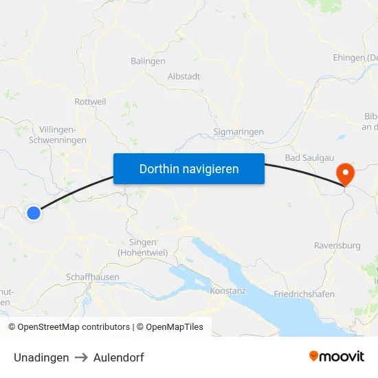 Unadingen to Aulendorf map