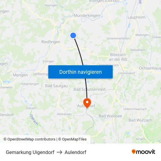 Gemarkung Uigendorf to Aulendorf map