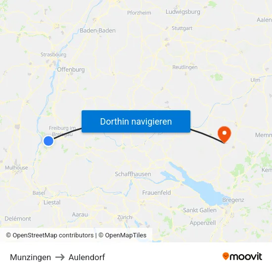 Munzingen to Aulendorf map