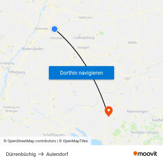 Dürrenbüchig to Aulendorf map