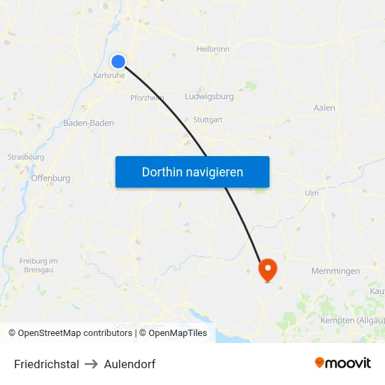 Friedrichstal to Aulendorf map