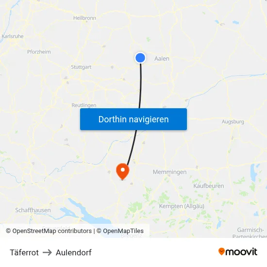 Täferrot to Aulendorf map