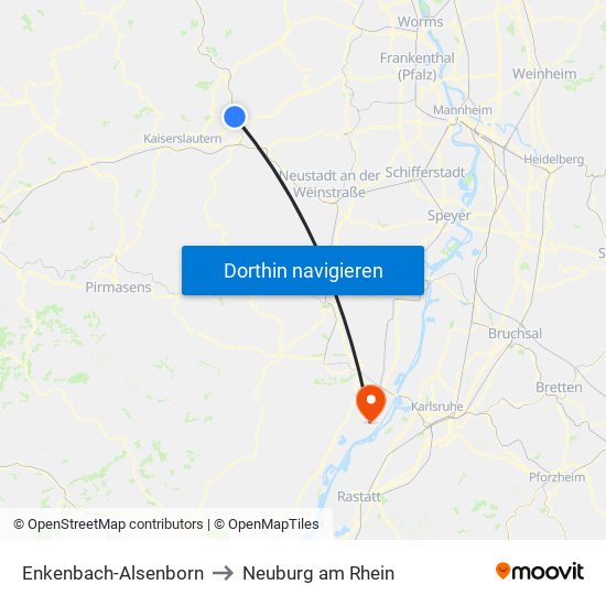 Enkenbach-Alsenborn to Neuburg am Rhein map
