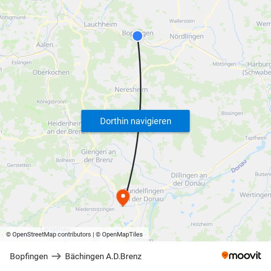 Bopfingen to Bächingen A.D.Brenz map