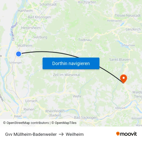 Gvv Müllheim-Badenweiler to Weilheim map