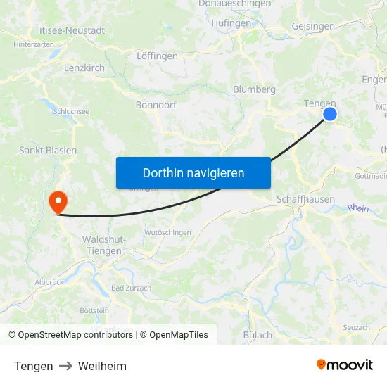Tengen to Weilheim map