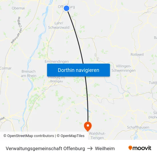 Verwaltungsgemeinschaft Offenburg to Weilheim map