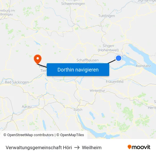Verwaltungsgemeinschaft Höri to Weilheim map