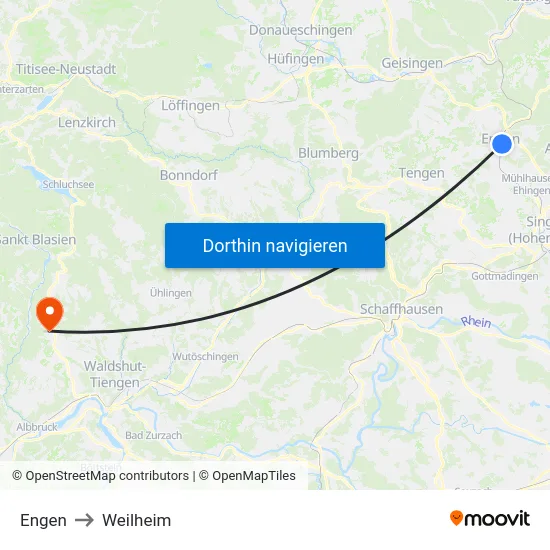 Engen to Weilheim map