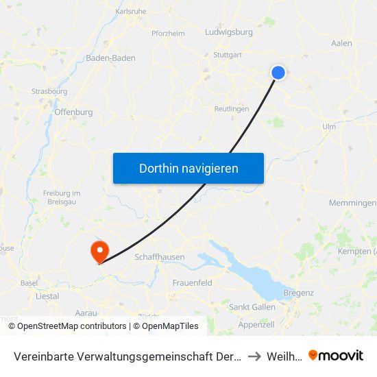 Vereinbarte Verwaltungsgemeinschaft Der Stadt Uhingen to Weilheim map