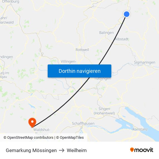 Gemarkung Mössingen to Weilheim map