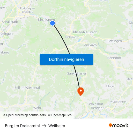Burg Im Dreisamtal to Weilheim map