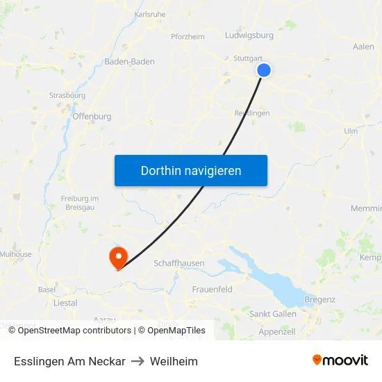 Esslingen Am Neckar to Weilheim map