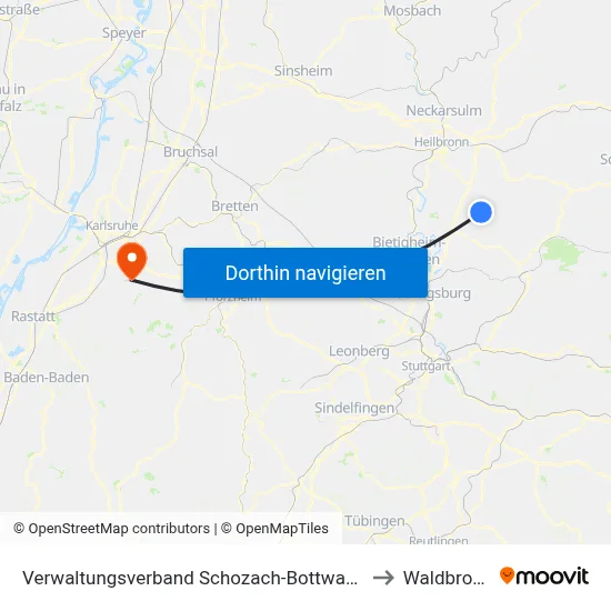 Verwaltungsverband Schozach-Bottwartal to Waldbronn map