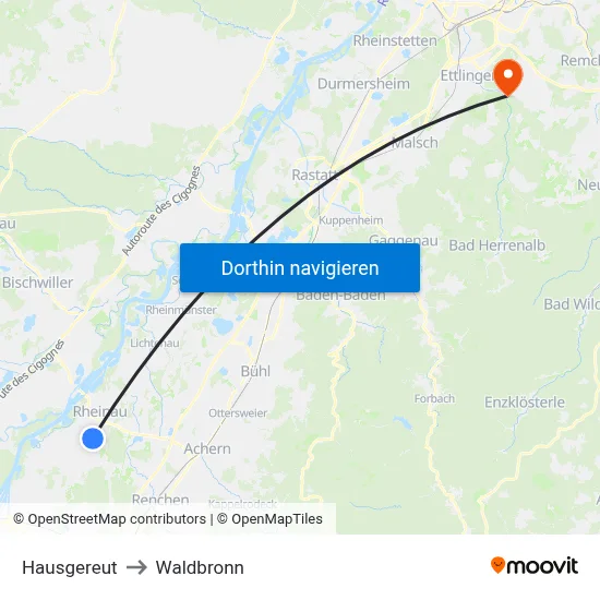 Hausgereut to Waldbronn map