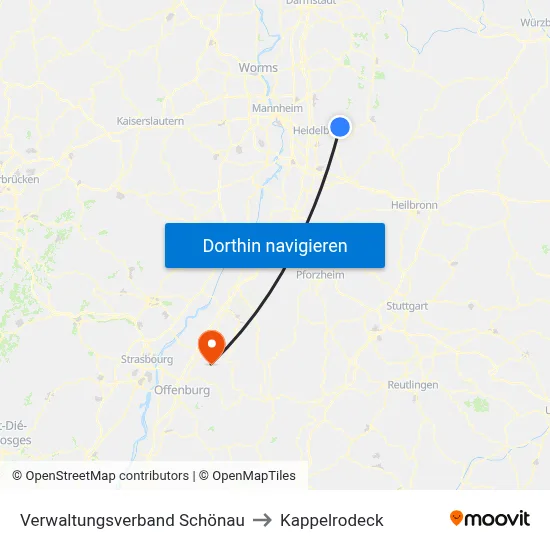 Verwaltungsverband Schönau to Kappelrodeck map