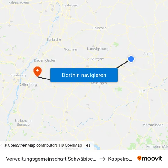 Verwaltungsgemeinschaft Schwäbisch Gmünd to Kappelrodeck map