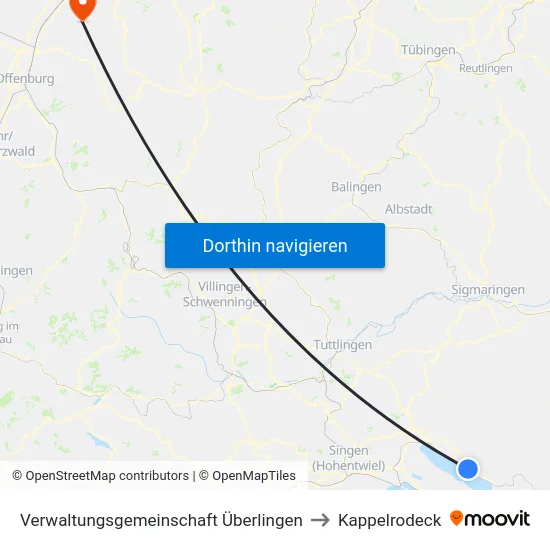 Verwaltungsgemeinschaft Überlingen to Kappelrodeck map