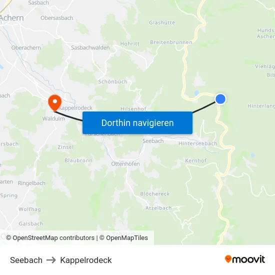 Seebach to Kappelrodeck map