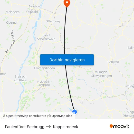 Faulenfürst-Seebrugg to Kappelrodeck map