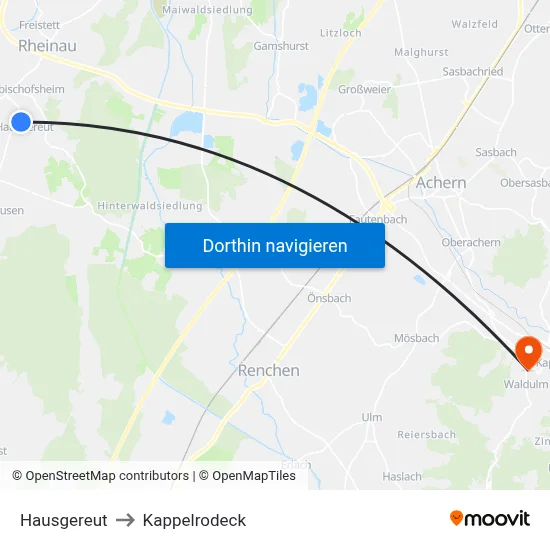 Hausgereut to Kappelrodeck map