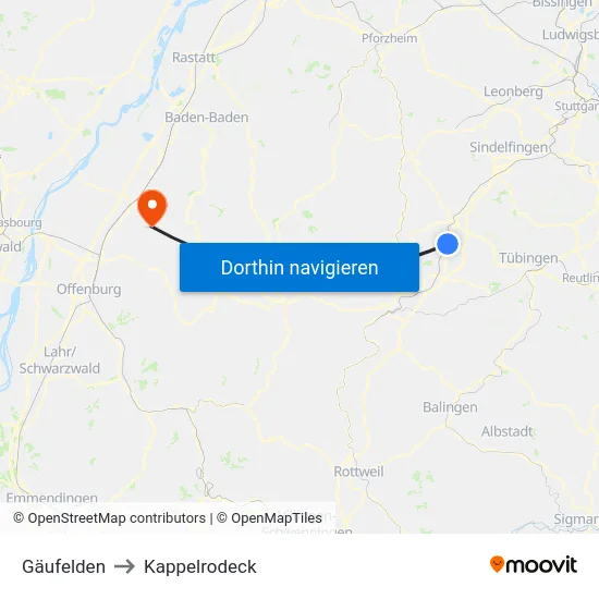 Gäufelden to Kappelrodeck map