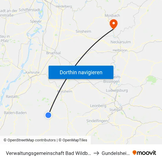 Verwaltungsgemeinschaft Bad Wildbad to Gundelsheim map