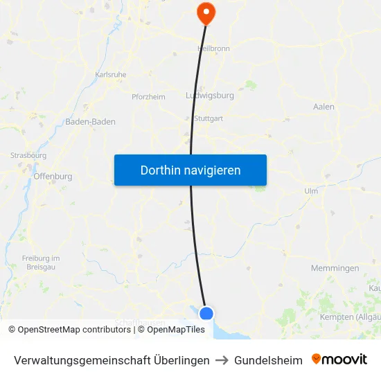 Verwaltungsgemeinschaft Überlingen to Gundelsheim map