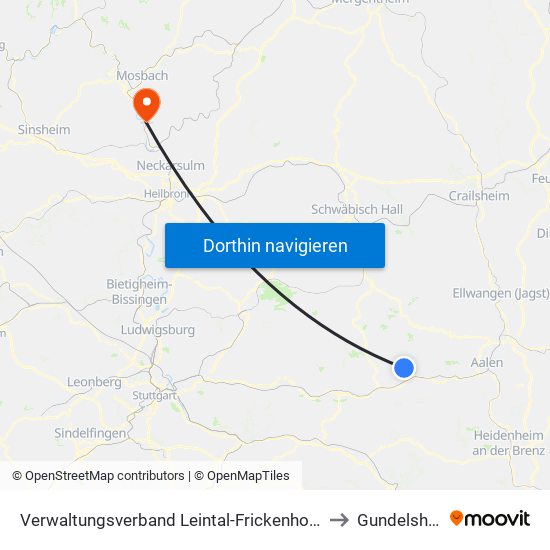 Verwaltungsverband Leintal-Frickenhofer Höhe to Gundelsheim map