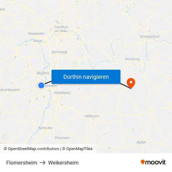 Flomersheim to Weikersheim map