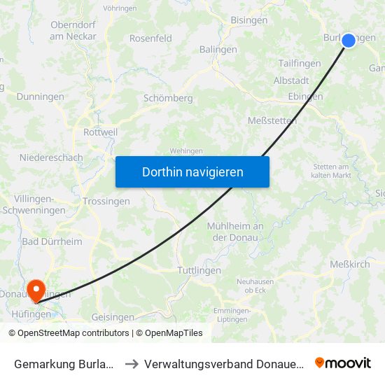 Gemarkung Burladingen to Verwaltungsverband Donaueschingen map
