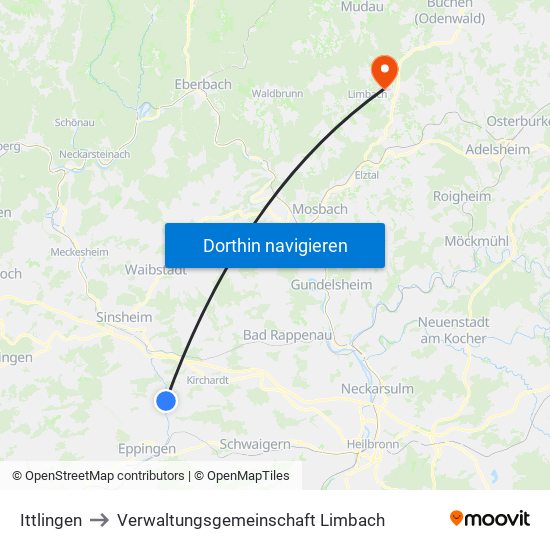 Ittlingen to Verwaltungsgemeinschaft Limbach map