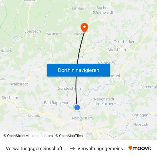 Verwaltungsgemeinschaft Bad Friedrichshall to Verwaltungsgemeinschaft Limbach map