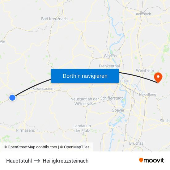 Hauptstuhl to Heiligkreuzsteinach map