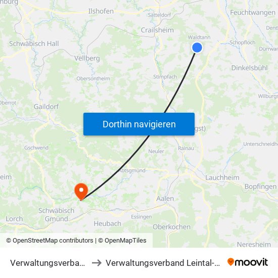 Verwaltungsverband Fichtenau to Verwaltungsverband Leintal-Frickenhofer Höhe map