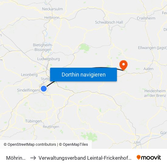 Möhringen to Verwaltungsverband Leintal-Frickenhofer Höhe map