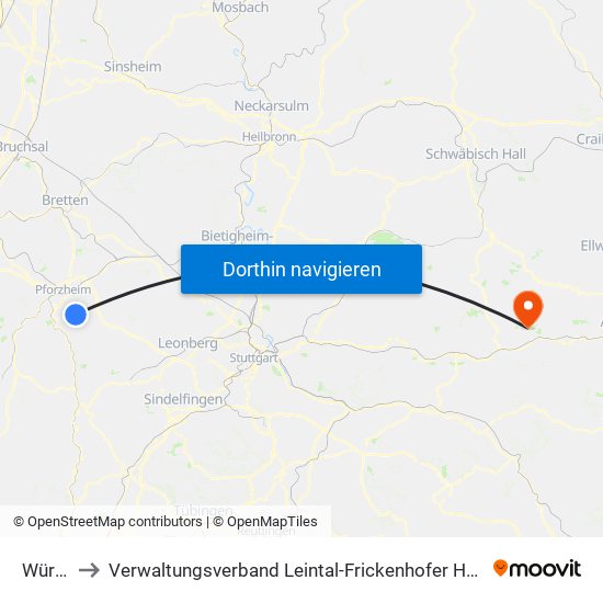 Würm to Verwaltungsverband Leintal-Frickenhofer Höhe map