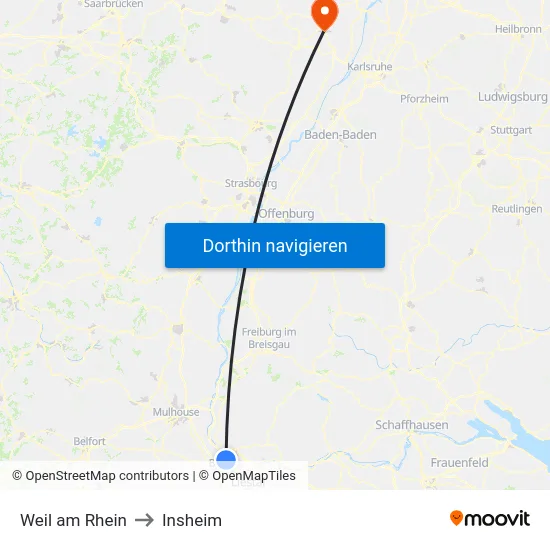 Weil am Rhein to Insheim map