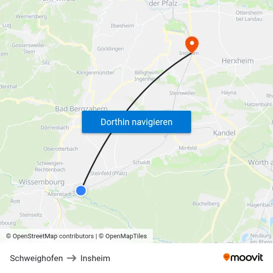 Schweighofen to Insheim map