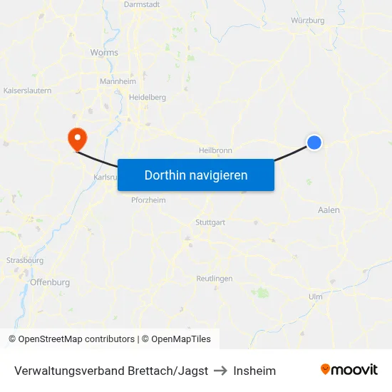 Verwaltungsverband Brettach/Jagst to Insheim map