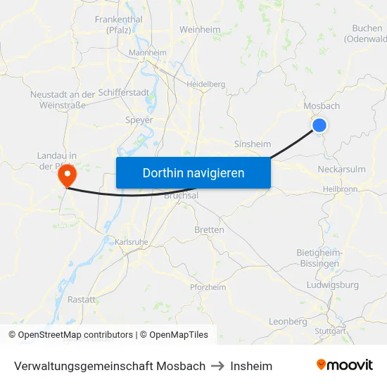 Verwaltungsgemeinschaft Mosbach to Insheim map