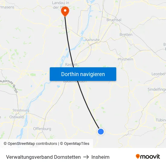 Verwaltungsverband Dornstetten to Insheim map