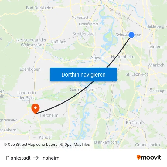 Plankstadt to Insheim map