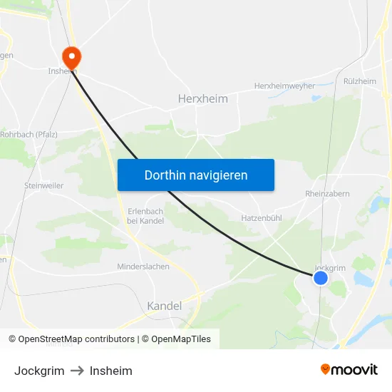 Jockgrim to Insheim map