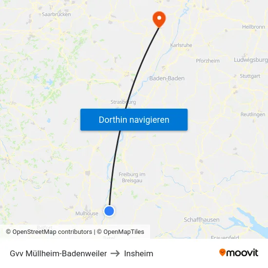 Gvv Müllheim-Badenweiler to Insheim map