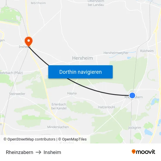 Rheinzabern to Insheim map
