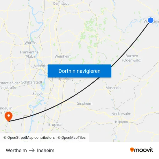 Wertheim to Insheim map